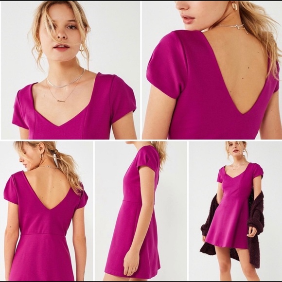 🆕 Urban Outfitters Magenta Skater Dress - Picture 2 of 8